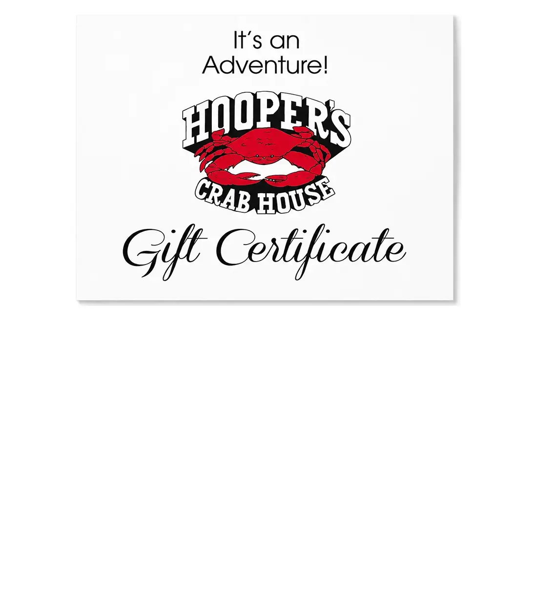 Hooper's Crab House gift certificate