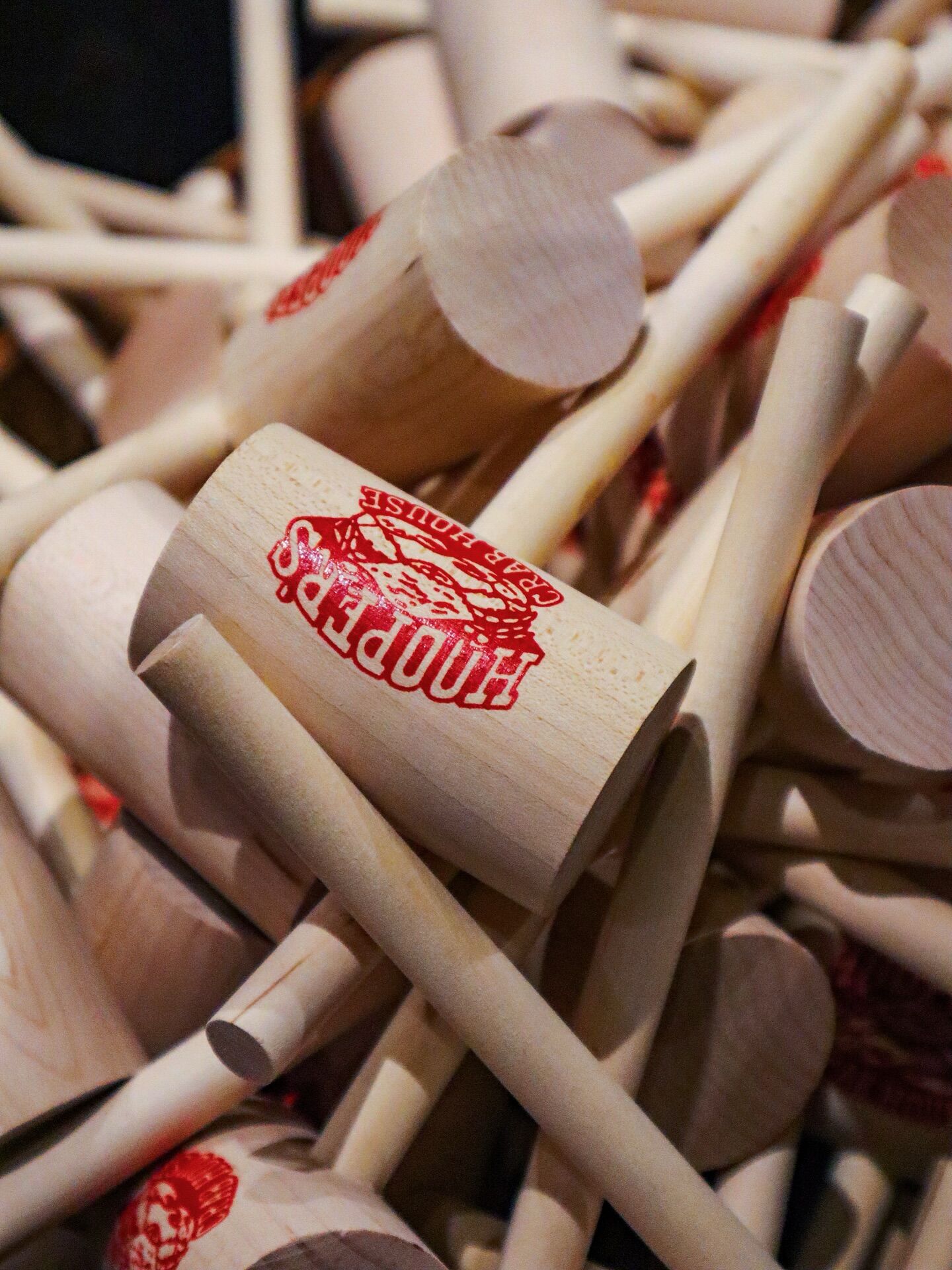 Wooden crab mallets from Hooper's Crab House